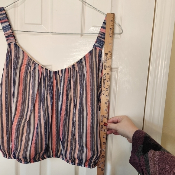 Nine Britton Misha Elastic Strap Cropped Striped Cami Elastic Hem Size L… - Picture 4 of 12